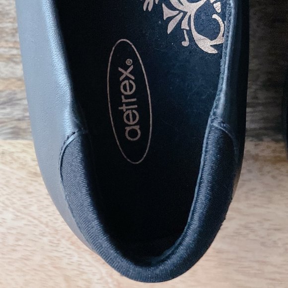 Aetrex NEW! Leather Mary Jane Shoes Black flats size 9.5W - Picture 12 of 16